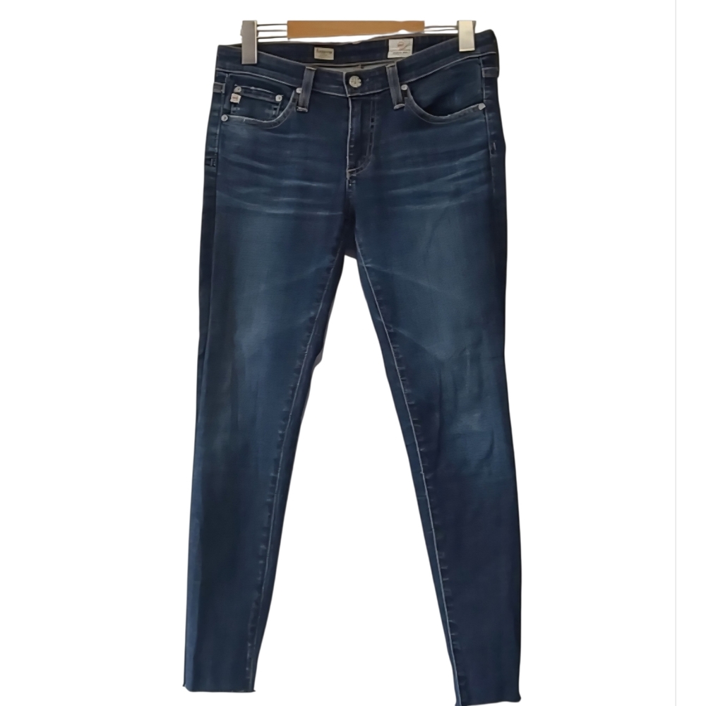 Adriano Goldschmied blue skinny fit raw hem casual denim jeans Sz 26R Streetwear